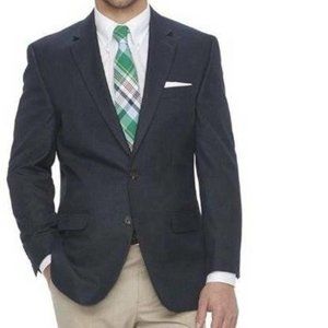 Mens Suit Jacket Chaps Blue Pattern 44L Comfort Stretch Premium Classic Fit